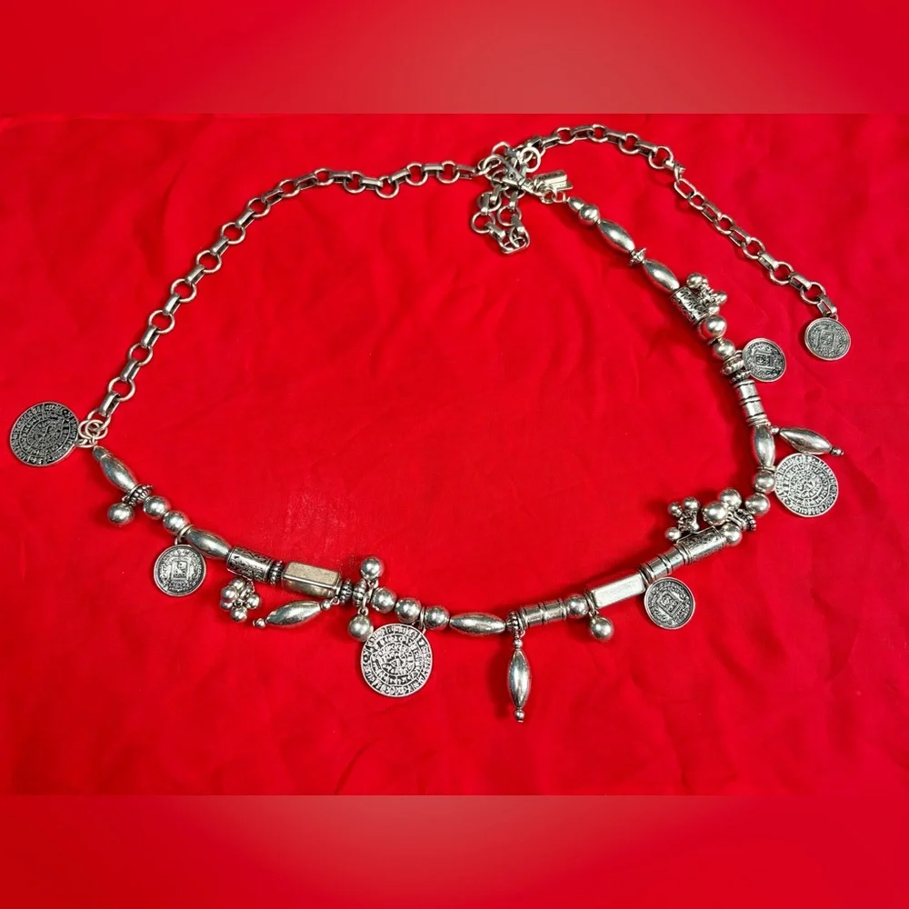 Chico’s Antiqued Silver Parker Coin Chain Belt